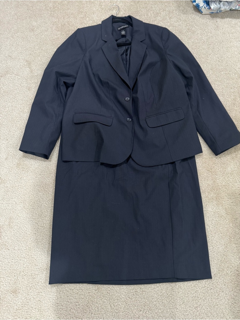 Lane Bryant Women's Navy Pinstripe Skirt Suit Jacket & Skirt